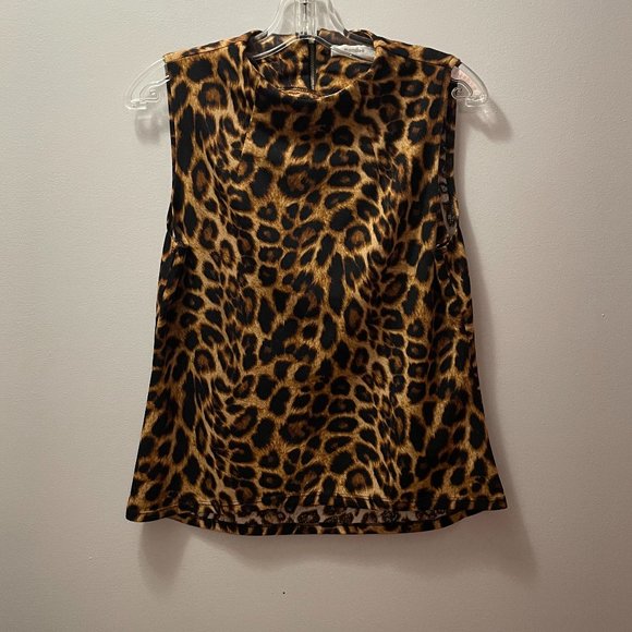 Mandee -Blouse Leopard Print Sleeveless  Size L/G - Picture 3 of 12